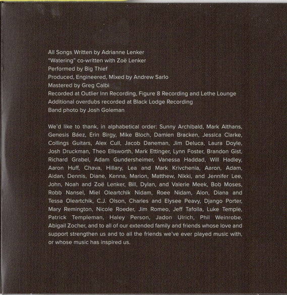 Big Thief : Capacity (CD, Album, RE)